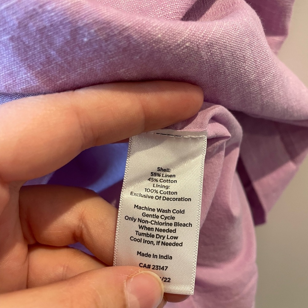 Talbots Linen and Cotton Pink Dress with White Detailing - Picture 7 of 9